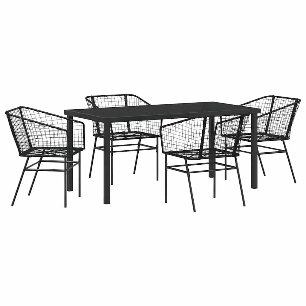 Tuin eettafelset 5 pcs Zwart poly rattan is nu te koop bij PeponiXL, paradijselijk wonen!