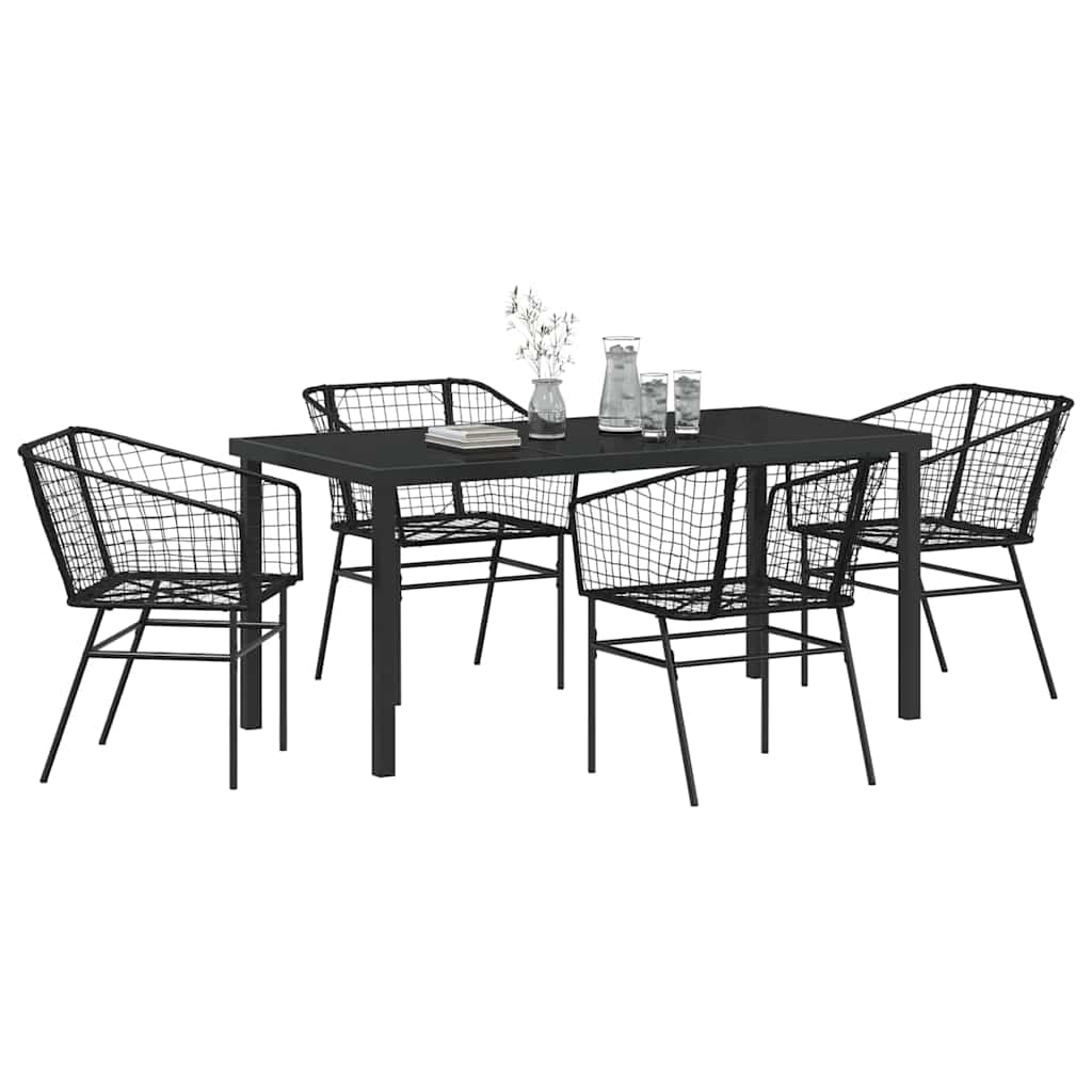Tuin eettafelset 5 pcs Zwart poly rattan is nu te koop bij PeponiXL, paradijselijk wonen!