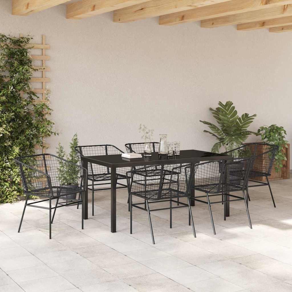 Tuin eettafelset 7 pcs Zwart poly rattan is nu te koop bij PeponiXL, paradijselijk wonen!