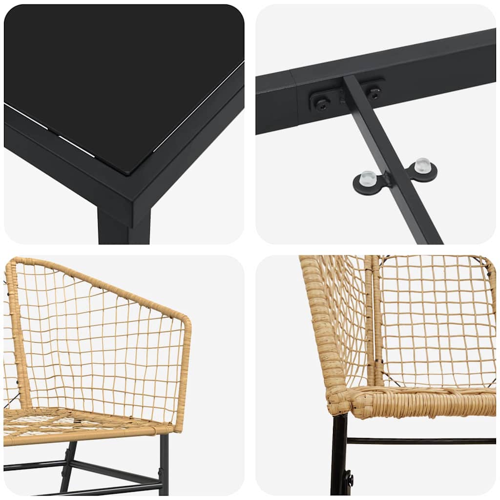 Tuin eettafelset 3 pcs Bruin poly rattan is nu te koop bij PeponiXL, paradijselijk wonen!