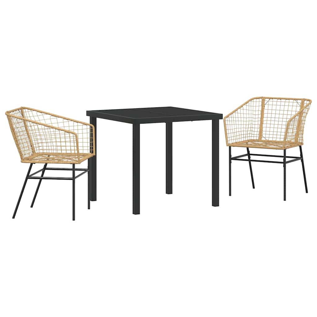 Tuin eettafelset 3 pcs Bruin poly rattan is nu te koop bij PeponiXL, paradijselijk wonen!