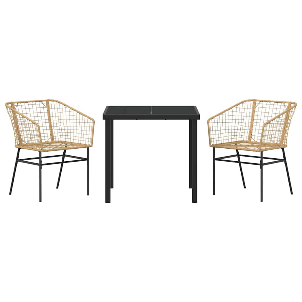 Tuin eettafelset 3 pcs Bruin poly rattan is nu te koop bij PeponiXL, paradijselijk wonen!