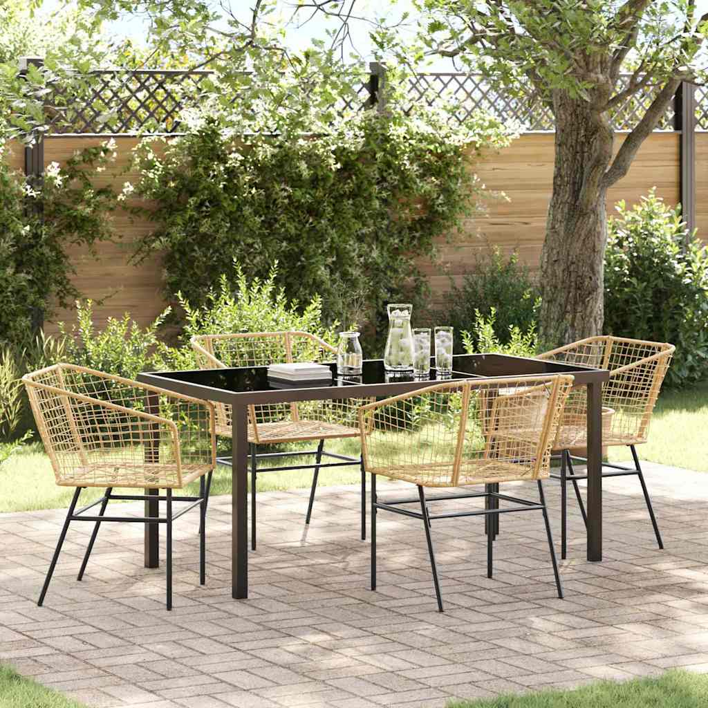 Tuin eettafelset 5 pcs Bruin poly rattan is nu te koop bij PeponiXL, paradijselijk wonen!