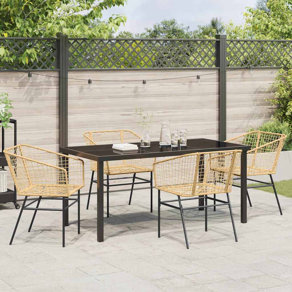 Tuin eettafelset 5 pcs Bruin poly rattan is nu te koop bij PeponiXL, paradijselijk wonen!