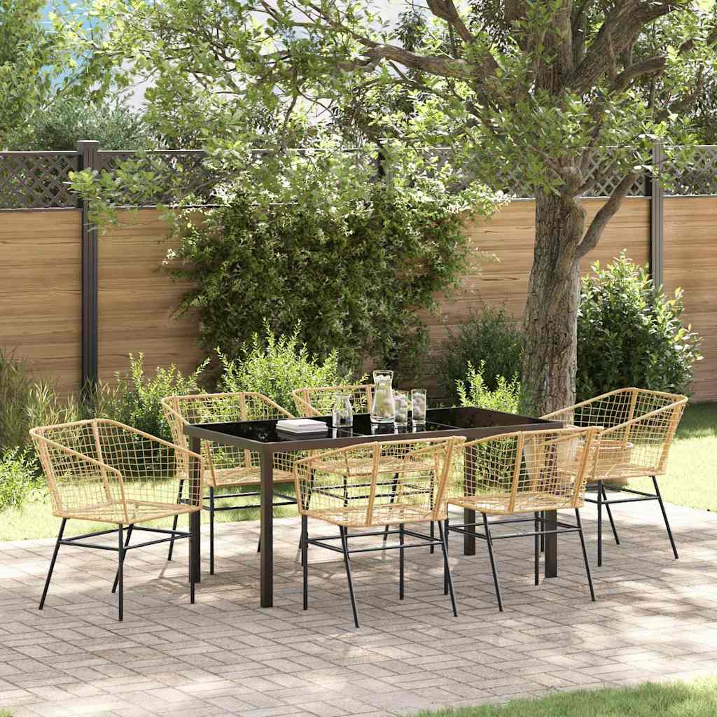 Tuin eettafelset 7 pcs Bruin poly rattan is nu te koop bij PeponiXL, paradijselijk wonen!