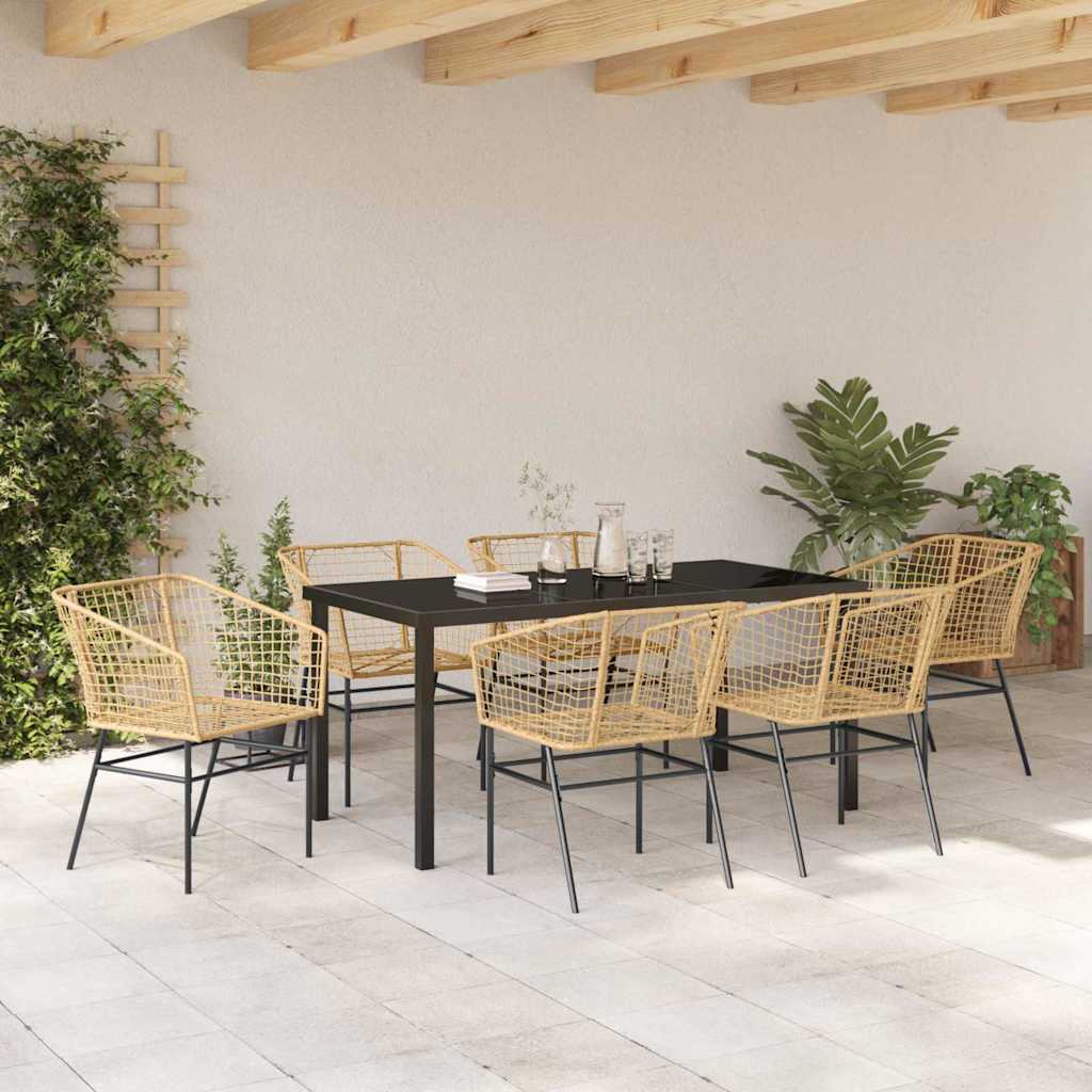 Tuin eettafelset 7 pcs Bruin poly rattan is nu te koop bij PeponiXL, paradijselijk wonen!