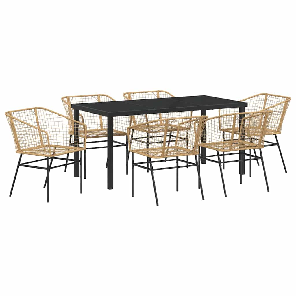 Tuin eettafelset 7 pcs Bruin poly rattan is nu te koop bij PeponiXL, paradijselijk wonen!