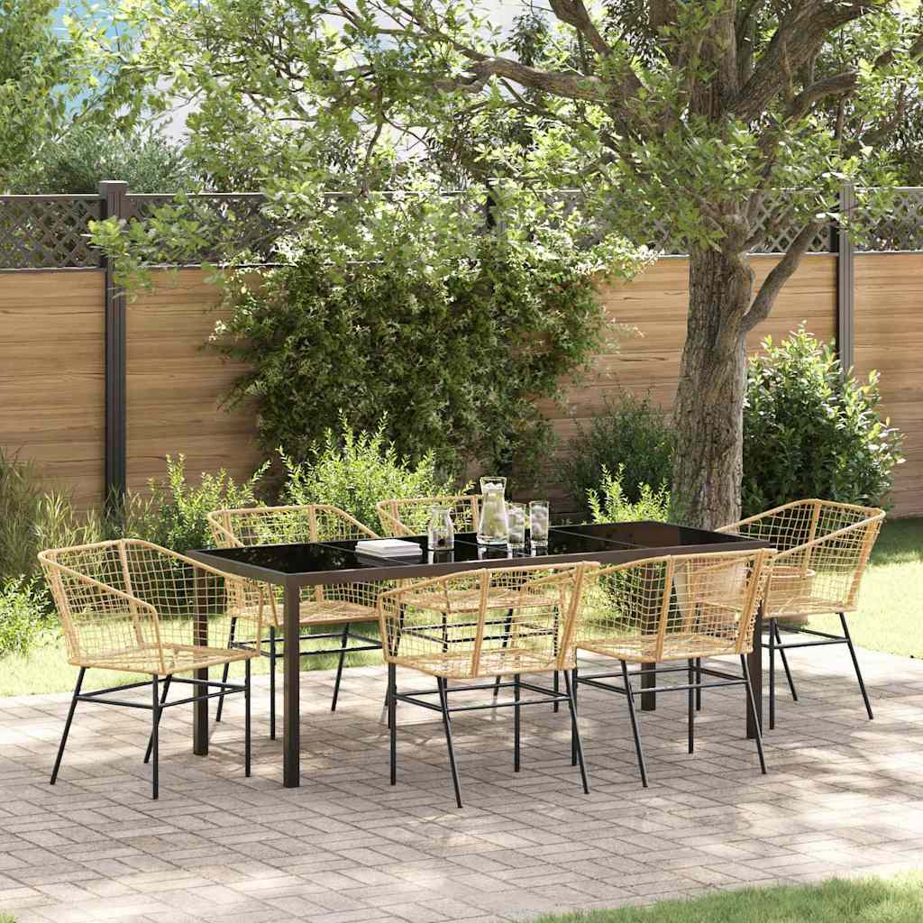 Tuin eettafelset 7 pcs Bruin poly rattan is nu te koop bij PeponiXL, paradijselijk wonen!