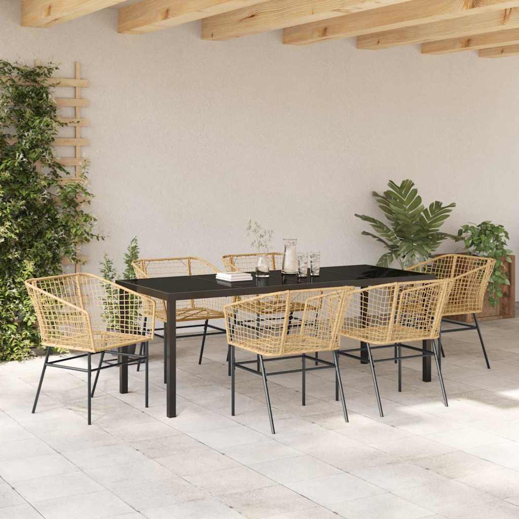 Tuin eettafelset 7 pcs Bruin poly rattan is nu te koop bij PeponiXL, paradijselijk wonen!