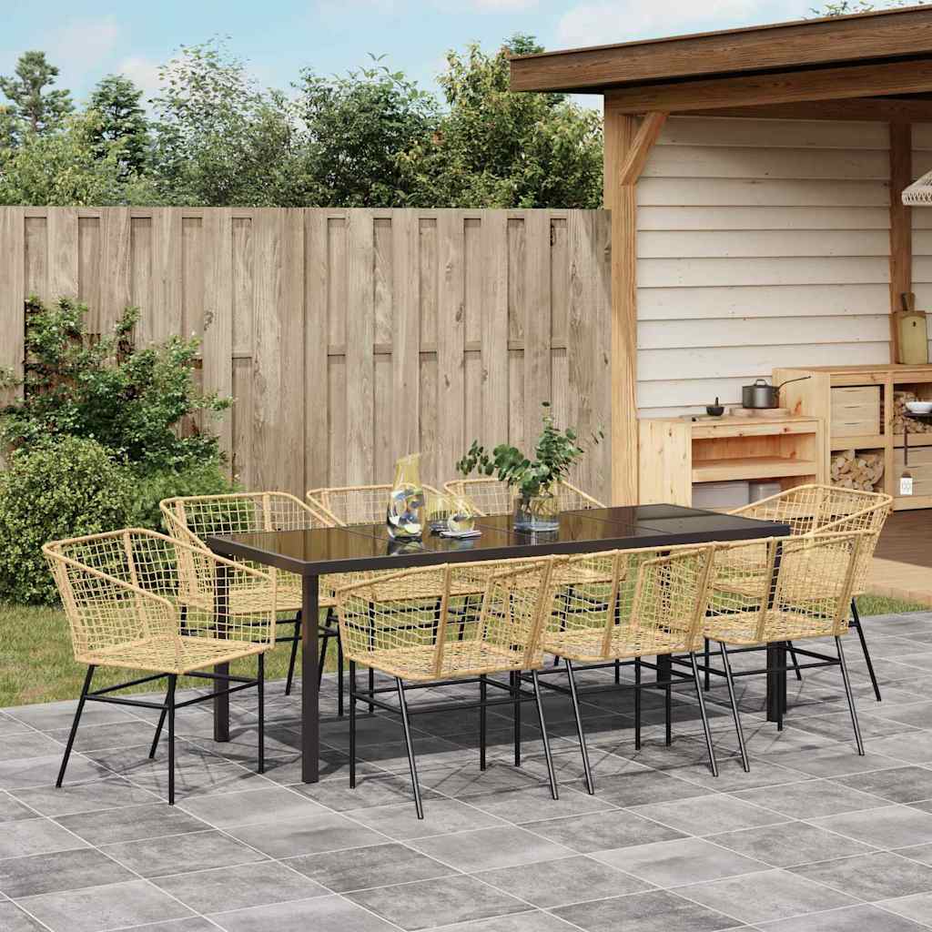 Tuin eettafelset 9 pcs Bruin poly rattan is nu te koop bij PeponiXL, paradijselijk wonen!