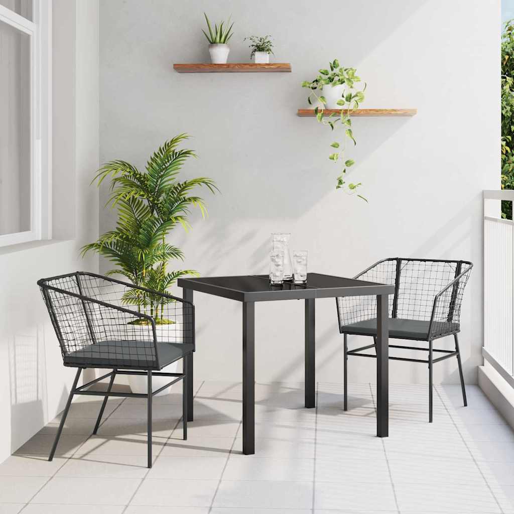 Tuin eettafelset 3 pcs Zwart poly rattan is nu te koop bij PeponiXL, paradijselijk wonen!