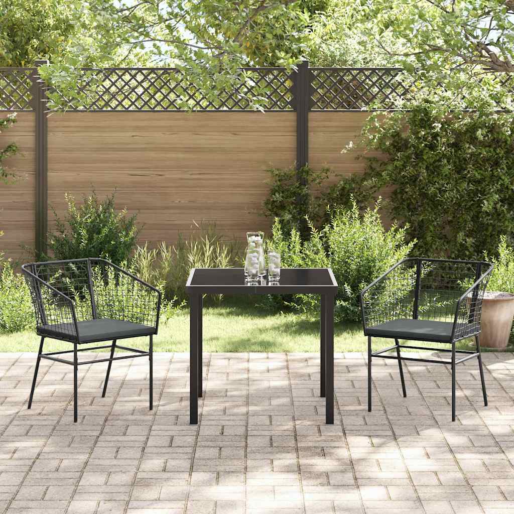 Tuin eettafelset 3 pcs Zwart poly rattan is nu te koop bij PeponiXL, paradijselijk wonen!