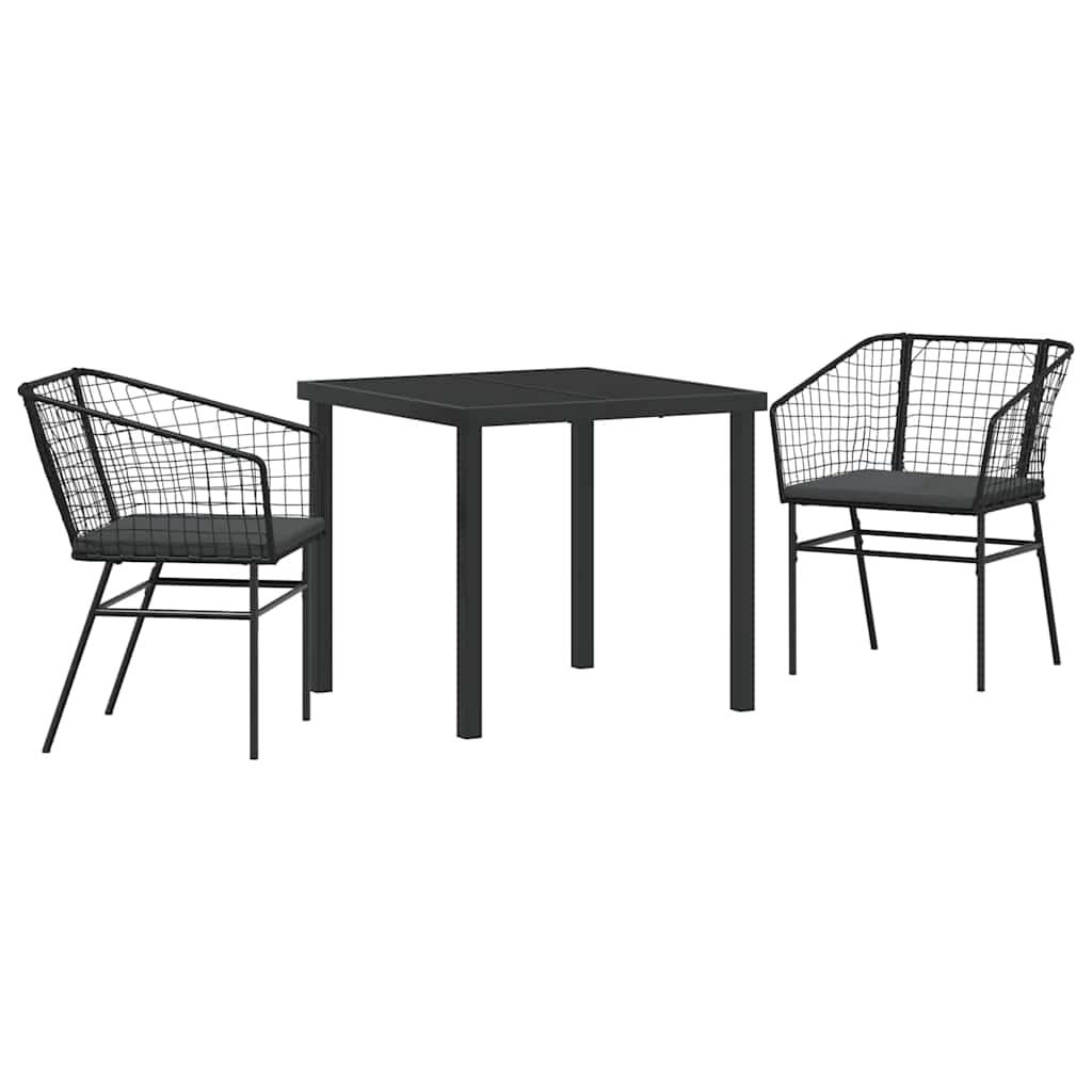 Tuin eettafelset 3 pcs Zwart poly rattan is nu te koop bij PeponiXL, paradijselijk wonen!