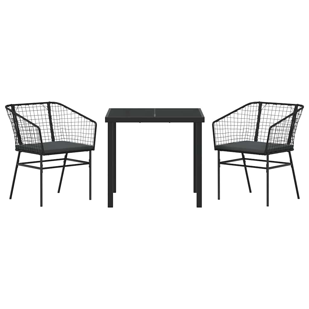 Tuin eettafelset 3 pcs Zwart poly rattan is nu te koop bij PeponiXL, paradijselijk wonen!