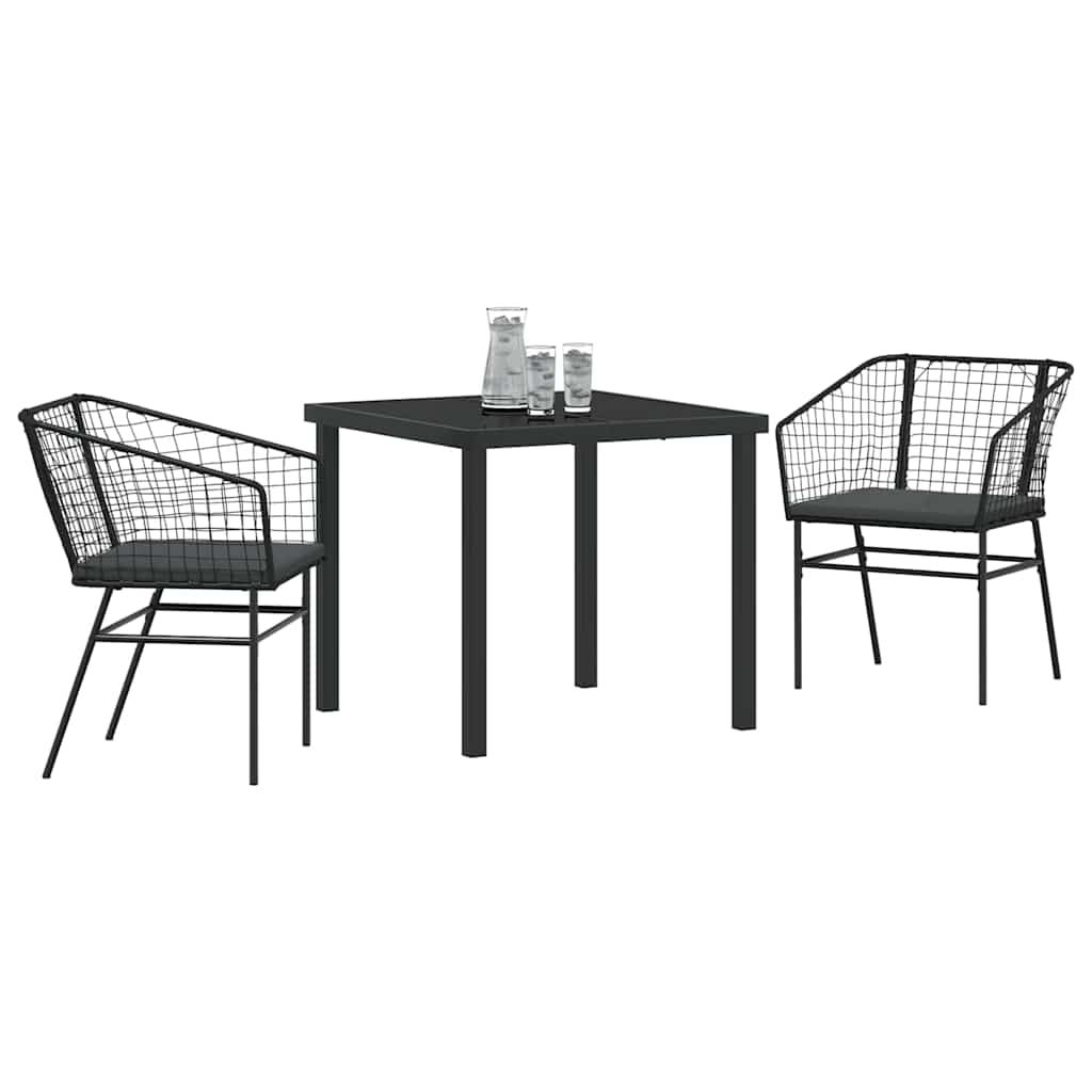 Tuin eettafelset 3 pcs Zwart poly rattan is nu te koop bij PeponiXL, paradijselijk wonen!