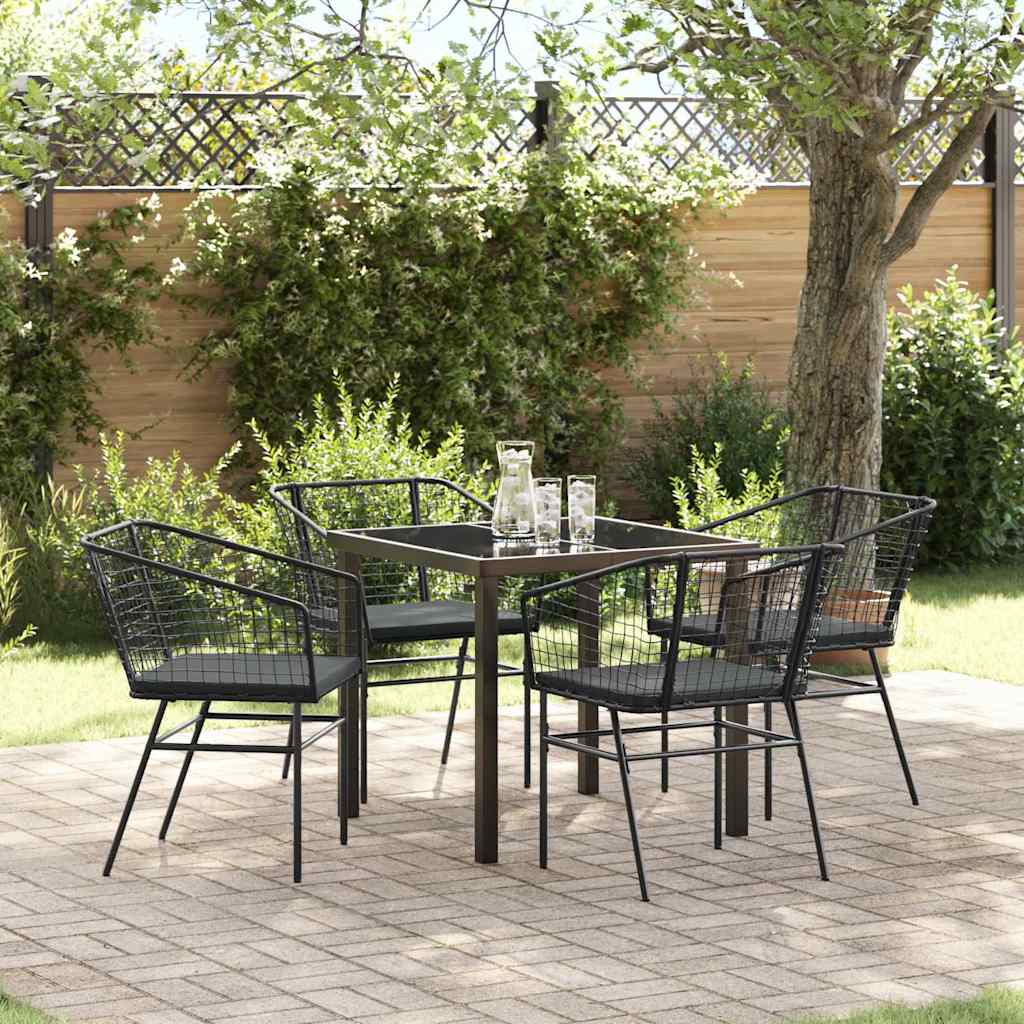 Tuin eettafelset 5 pcs Zwart poly rattan is nu te koop bij PeponiXL, paradijselijk wonen!