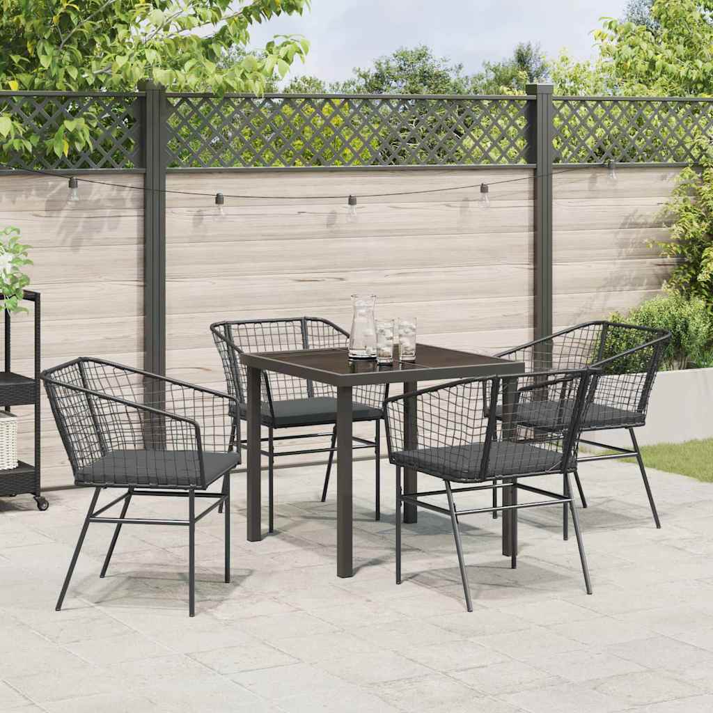 Tuin eettafelset 5 pcs Zwart poly rattan is nu te koop bij PeponiXL, paradijselijk wonen!