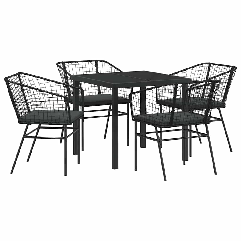 Tuin eettafelset 5 pcs Zwart poly rattan is nu te koop bij PeponiXL, paradijselijk wonen!