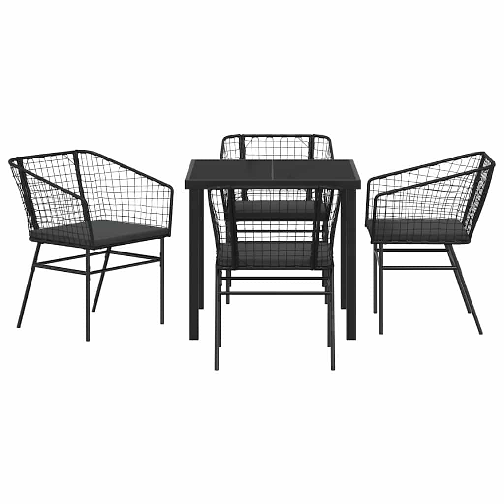 Tuin eettafelset 5 pcs Zwart poly rattan is nu te koop bij PeponiXL, paradijselijk wonen!