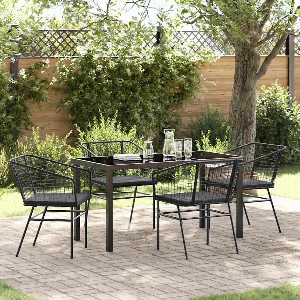 Tuin eettafelset 5 pcs Zwart poly rattan is nu te koop bij PeponiXL, paradijselijk wonen!
