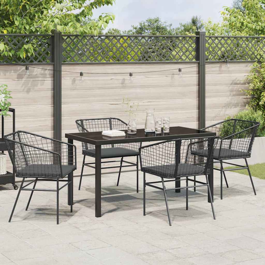 Tuin eettafelset 5 pcs Zwart poly rattan is nu te koop bij PeponiXL, paradijselijk wonen!