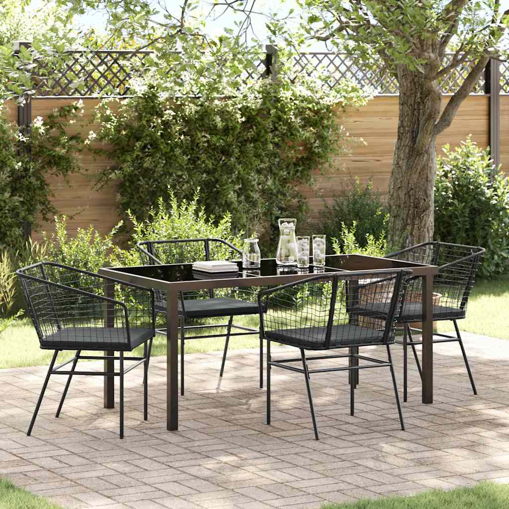 Tuin eettafelset 5 pcs Zwart poly rattan is nu te koop bij PeponiXL, paradijselijk wonen!