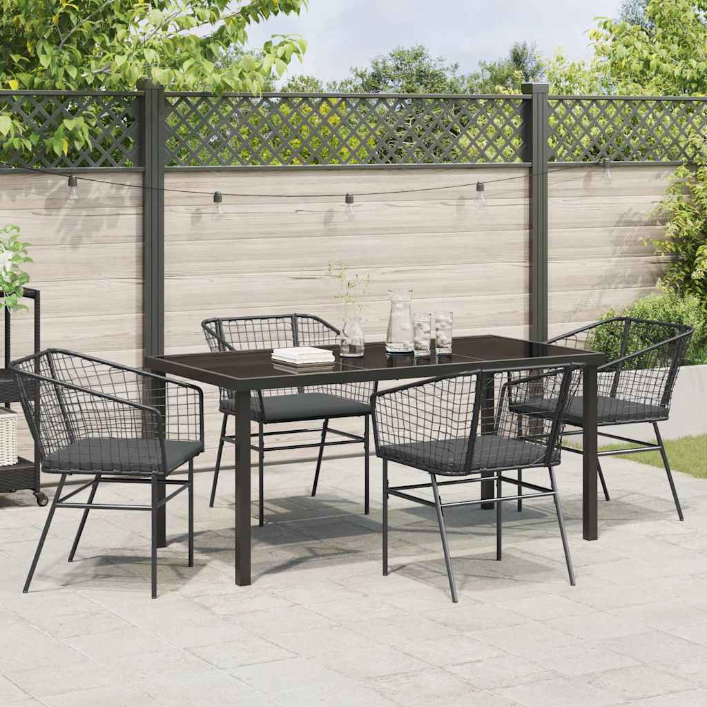 Tuin eettafelset 5 pcs Zwart poly rattan is nu te koop bij PeponiXL, paradijselijk wonen!