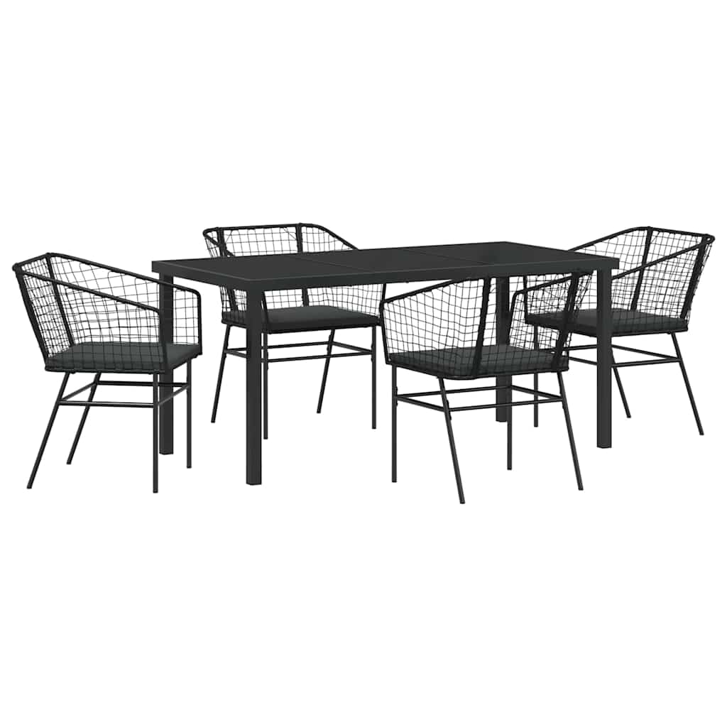 Tuin eettafelset 5 pcs Zwart poly rattan is nu te koop bij PeponiXL, paradijselijk wonen!