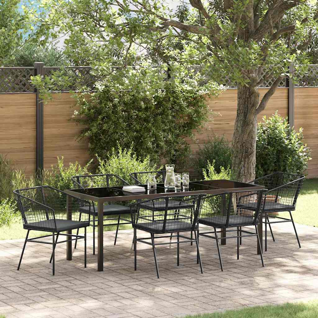 Tuin eettafelset 7 pcs Zwart poly rattan is nu te koop bij PeponiXL, paradijselijk wonen!