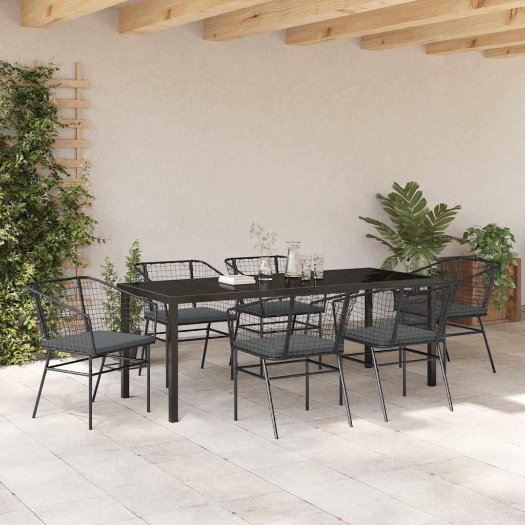 Tuin eettafelset 7 pcs Zwart poly rattan is nu te koop bij PeponiXL, paradijselijk wonen!