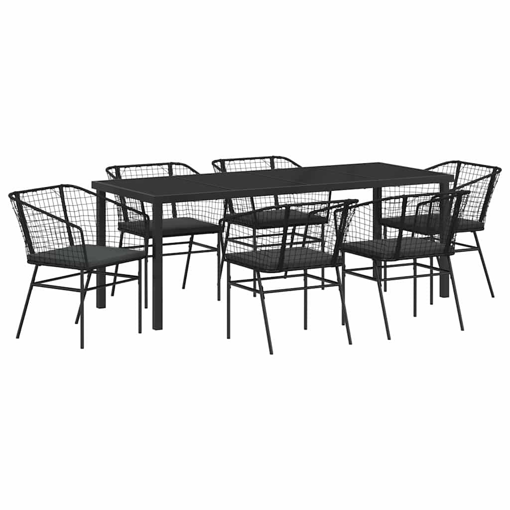 Tuin eettafelset 7 pcs Zwart poly rattan is nu te koop bij PeponiXL, paradijselijk wonen!