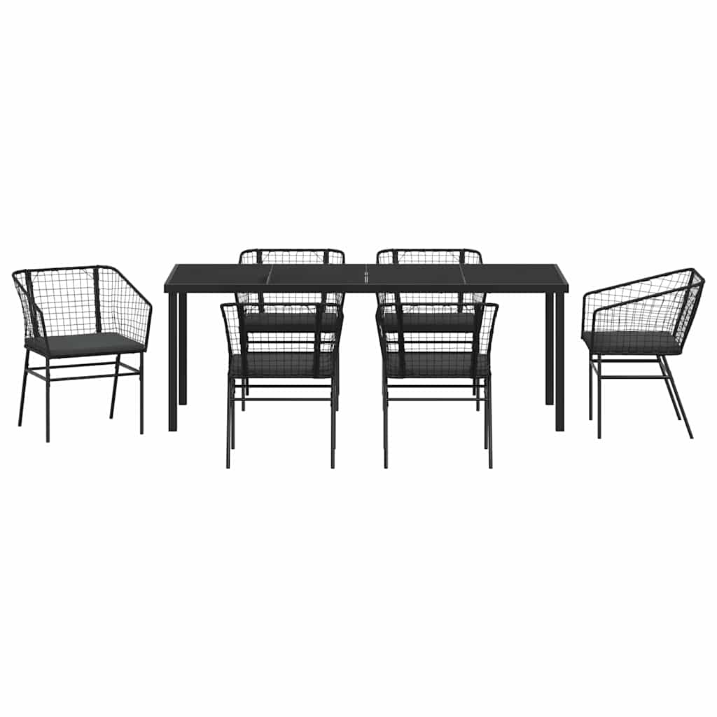 Tuin eettafelset 7 pcs Zwart poly rattan is nu te koop bij PeponiXL, paradijselijk wonen!