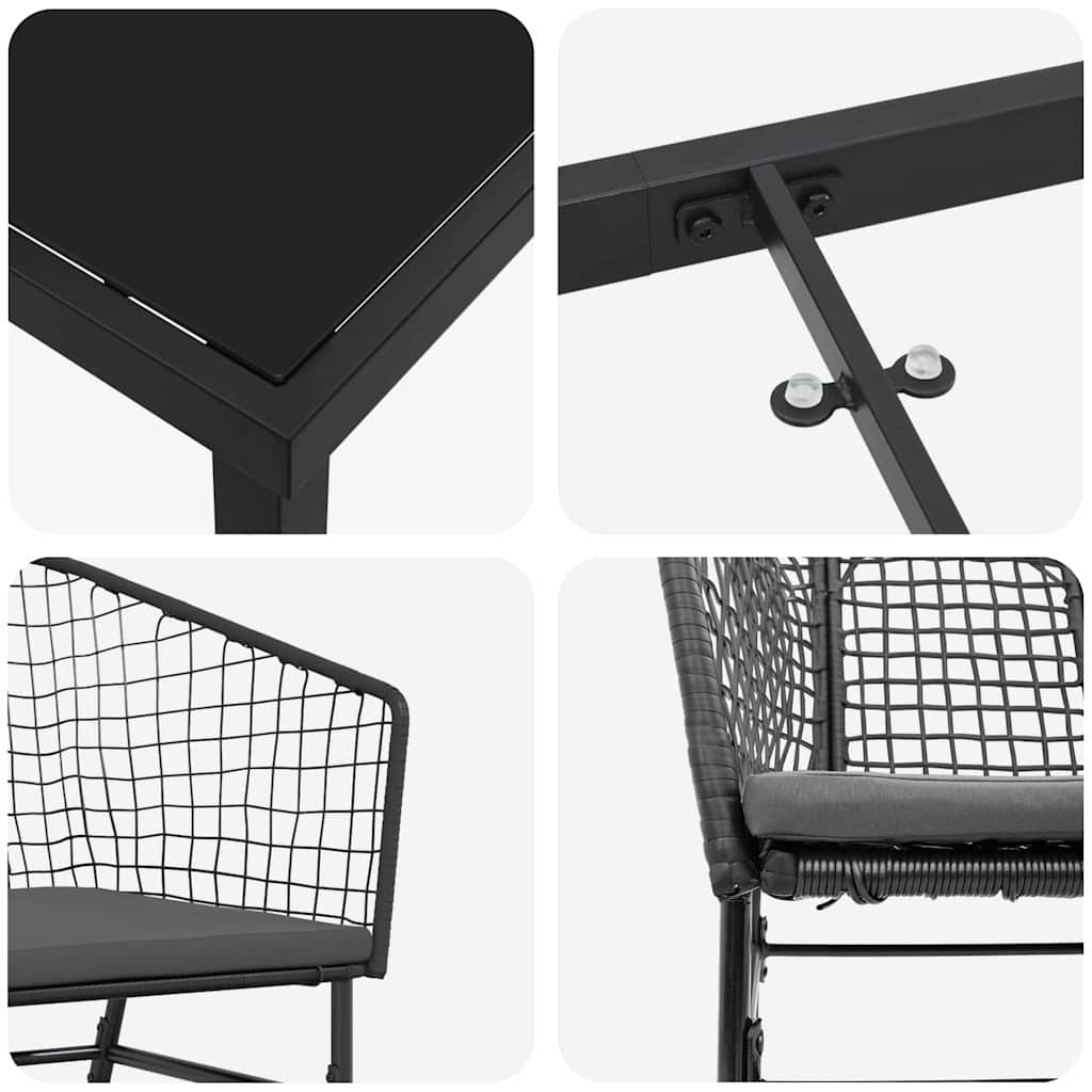 Tuin eettafelset 9 pcs Zwart poly rattan is nu te koop bij PeponiXL, paradijselijk wonen!