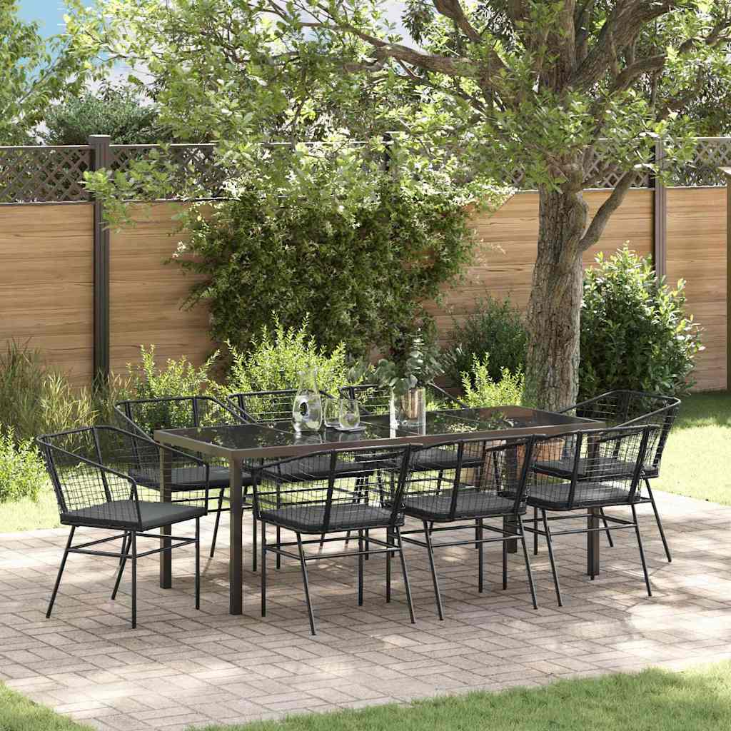 Tuin eettafelset 9 pcs Zwart poly rattan is nu te koop bij PeponiXL, paradijselijk wonen!