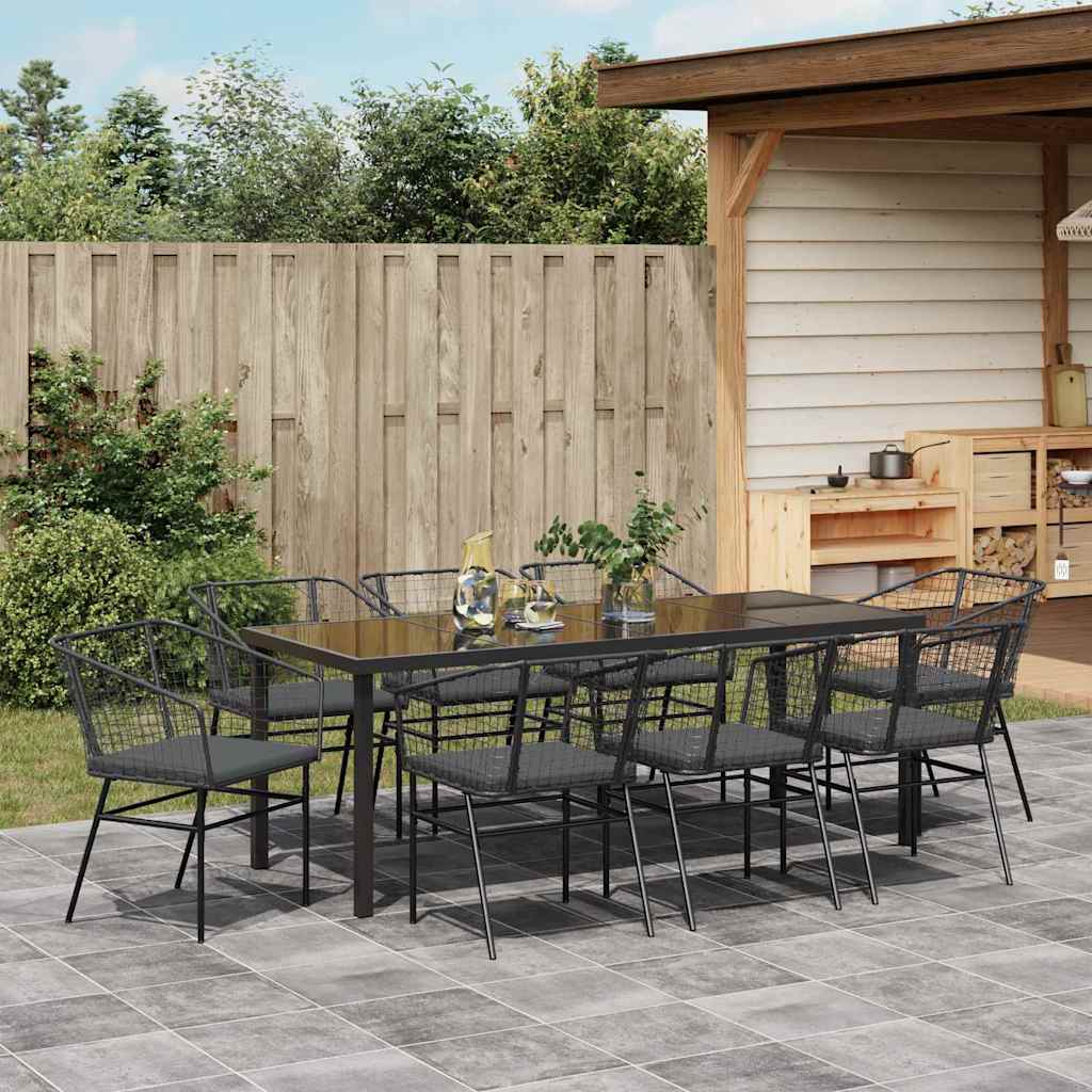 Tuin eettafelset 9 pcs Zwart poly rattan is nu te koop bij PeponiXL, paradijselijk wonen!
