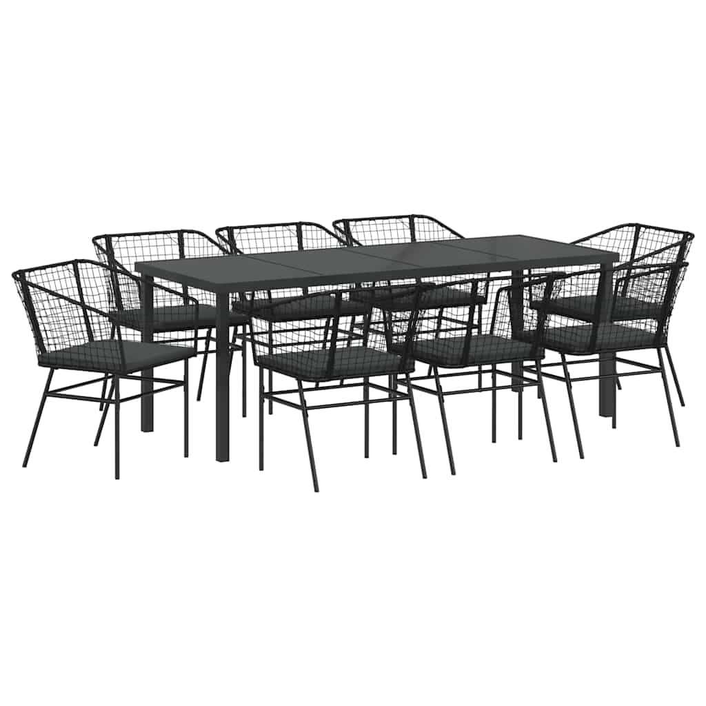 Tuin eettafelset 9 pcs Zwart poly rattan is nu te koop bij PeponiXL, paradijselijk wonen!