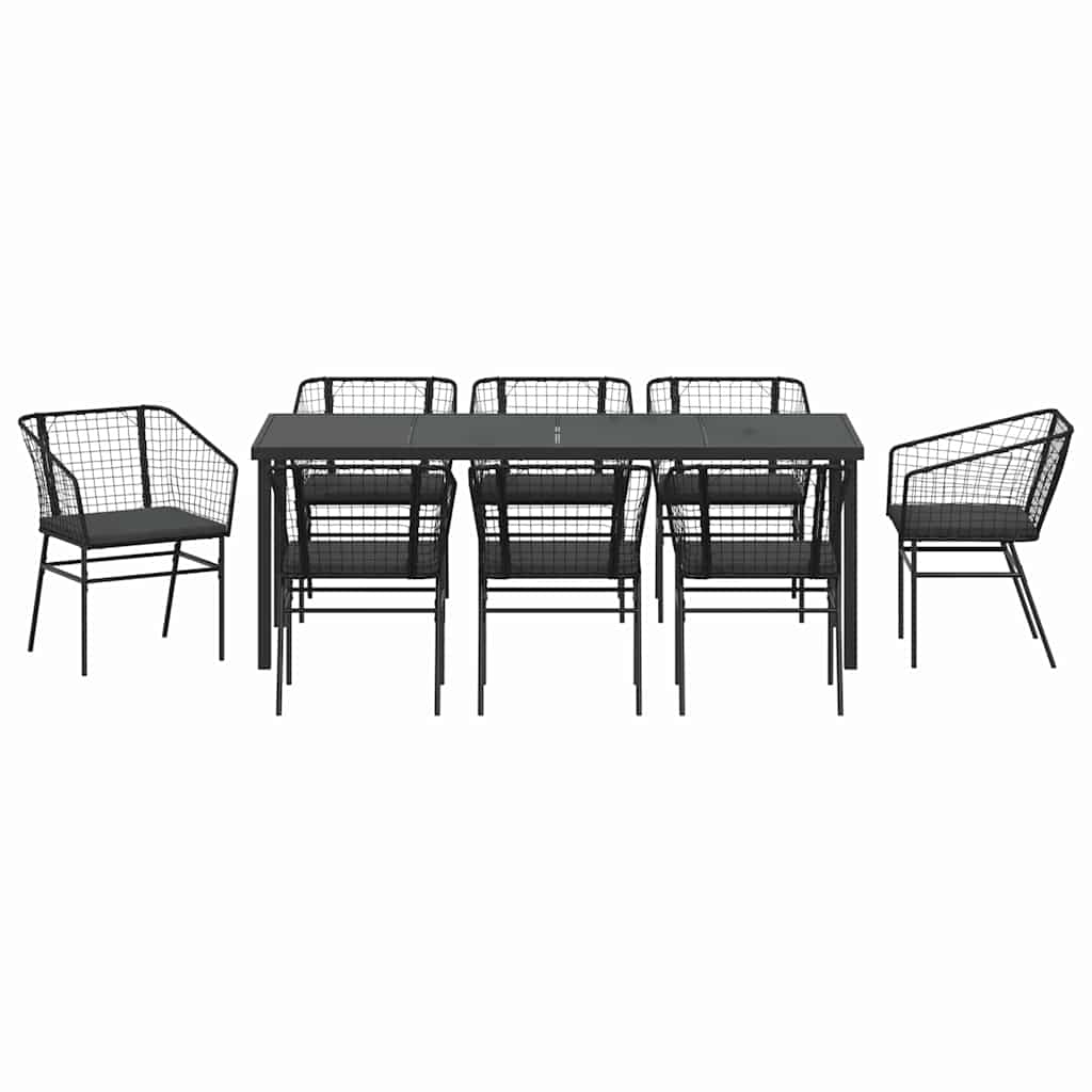 Tuin eettafelset 9 pcs Zwart poly rattan is nu te koop bij PeponiXL, paradijselijk wonen!
