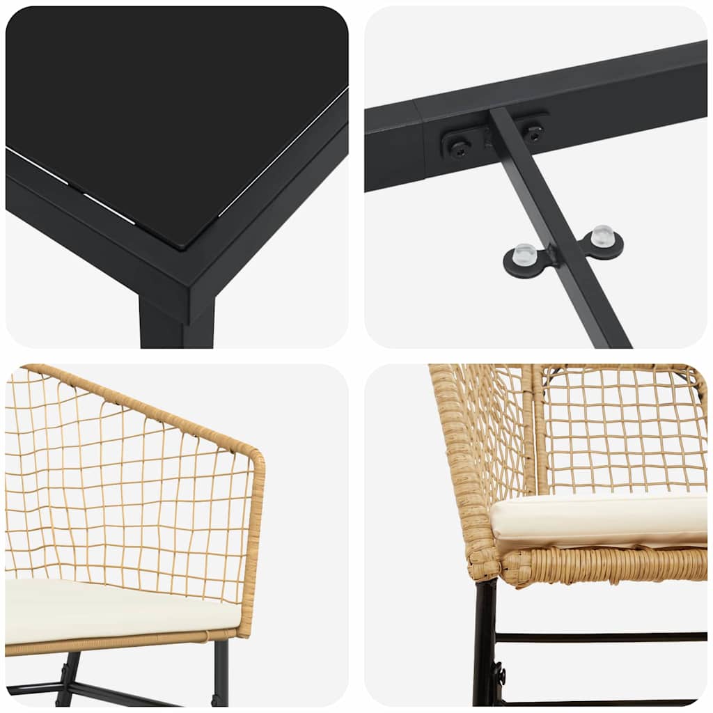 Tuin eettafelset 3 pcs Bruin poly rattan is nu te koop bij PeponiXL, paradijselijk wonen!