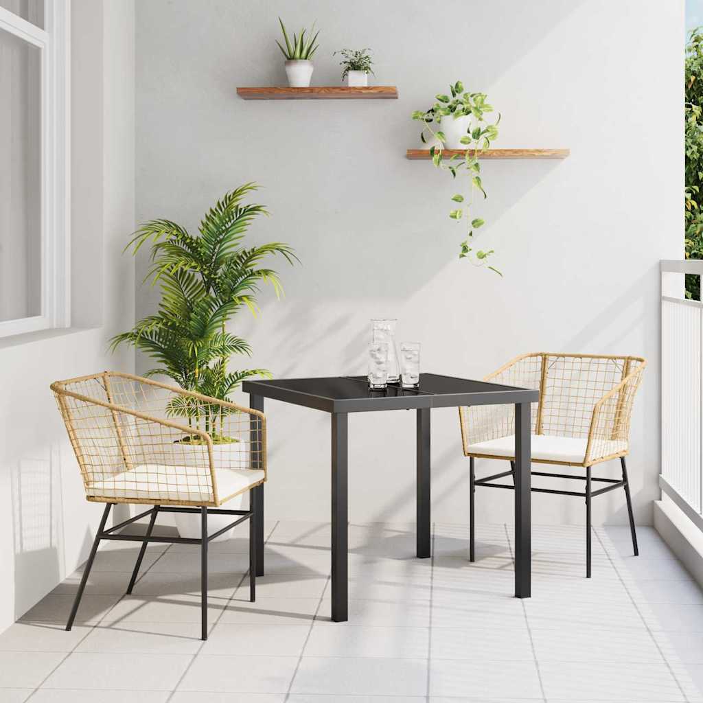 Tuin eettafelset 3 pcs Bruin poly rattan is nu te koop bij PeponiXL, paradijselijk wonen!