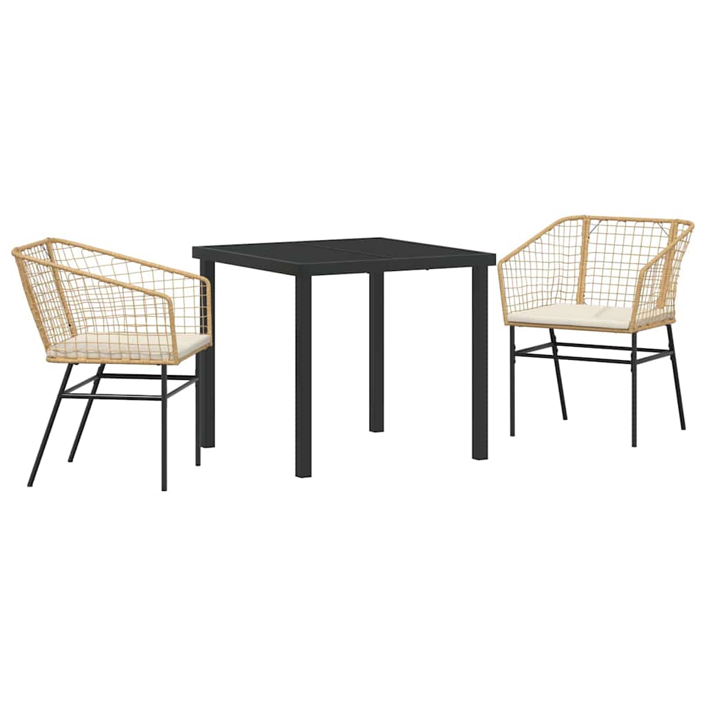Tuin eettafelset 3 pcs Bruin poly rattan is nu te koop bij PeponiXL, paradijselijk wonen!