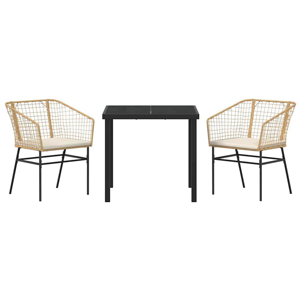 Tuin eettafelset 3 pcs Bruin poly rattan is nu te koop bij PeponiXL, paradijselijk wonen!