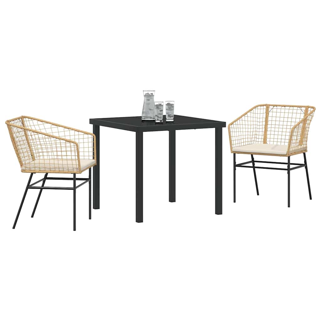 Tuin eettafelset 3 pcs Bruin poly rattan is nu te koop bij PeponiXL, paradijselijk wonen!