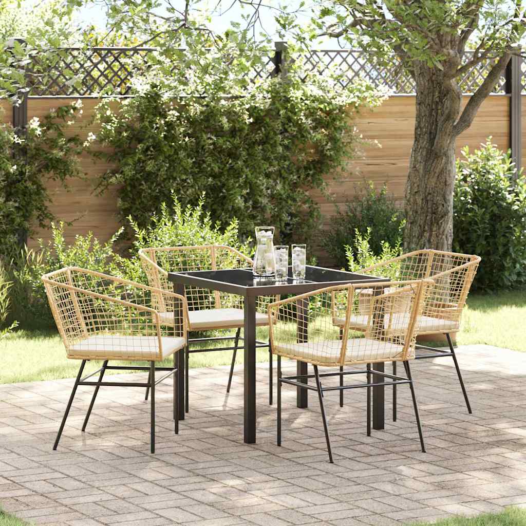 Tuin eettafelset 5 pcs Bruin poly rattan is nu te koop bij PeponiXL, paradijselijk wonen!