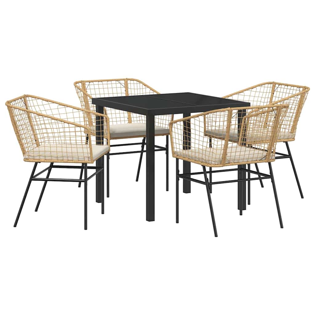 Tuin eettafelset 5 pcs Bruin poly rattan is nu te koop bij PeponiXL, paradijselijk wonen!