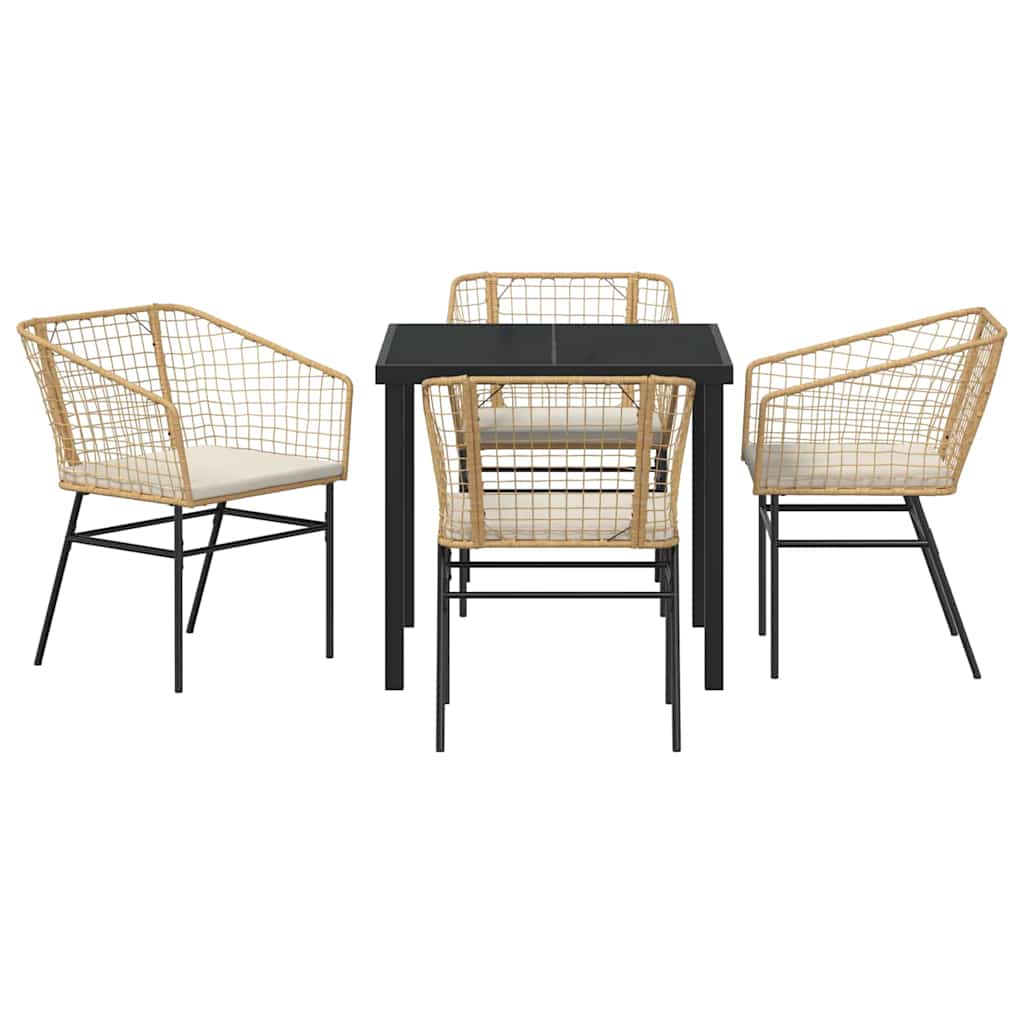Tuin eettafelset 5 pcs Bruin poly rattan is nu te koop bij PeponiXL, paradijselijk wonen!