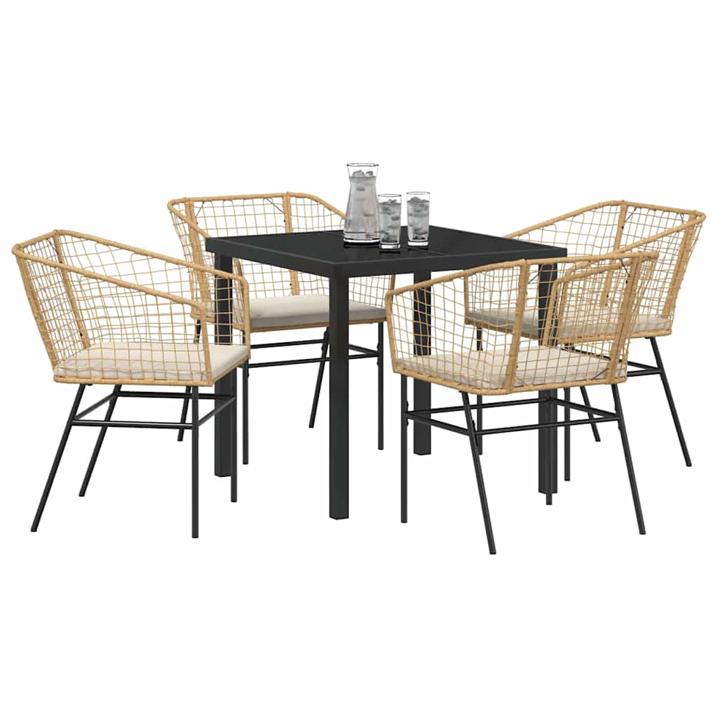 Tuin eettafelset 5 pcs Bruin poly rattan is nu te koop bij PeponiXL, paradijselijk wonen!
