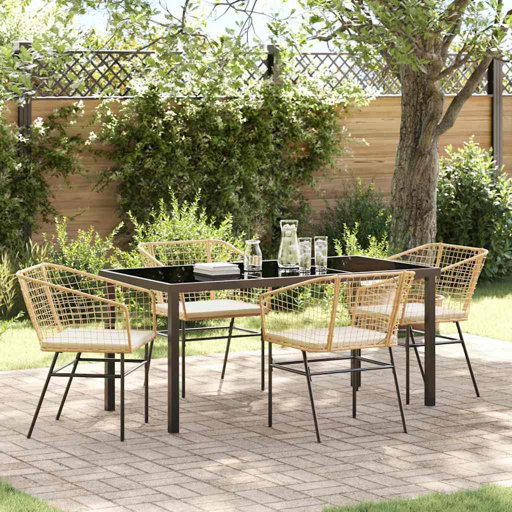 Tuin eettafelset 5 pcs Bruin poly rattan is nu te koop bij PeponiXL, paradijselijk wonen!