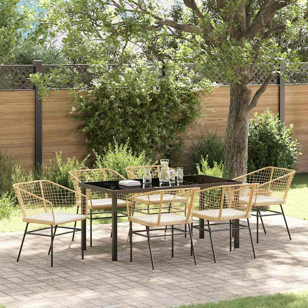 Tuin eettafelset 7 pcs Bruin poly rattan is nu te koop bij PeponiXL, paradijselijk wonen!