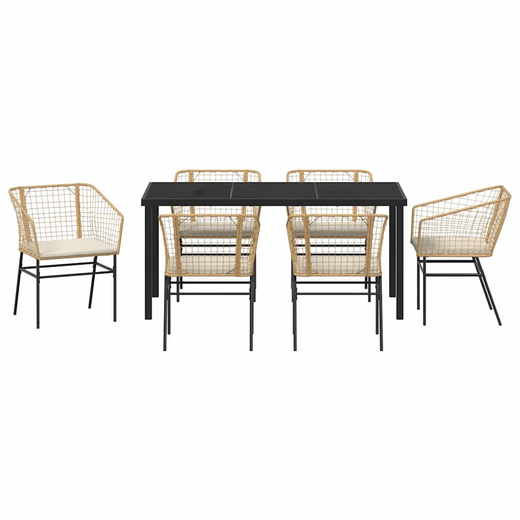 Tuin eettafelset 7 pcs Bruin poly rattan is nu te koop bij PeponiXL, paradijselijk wonen!