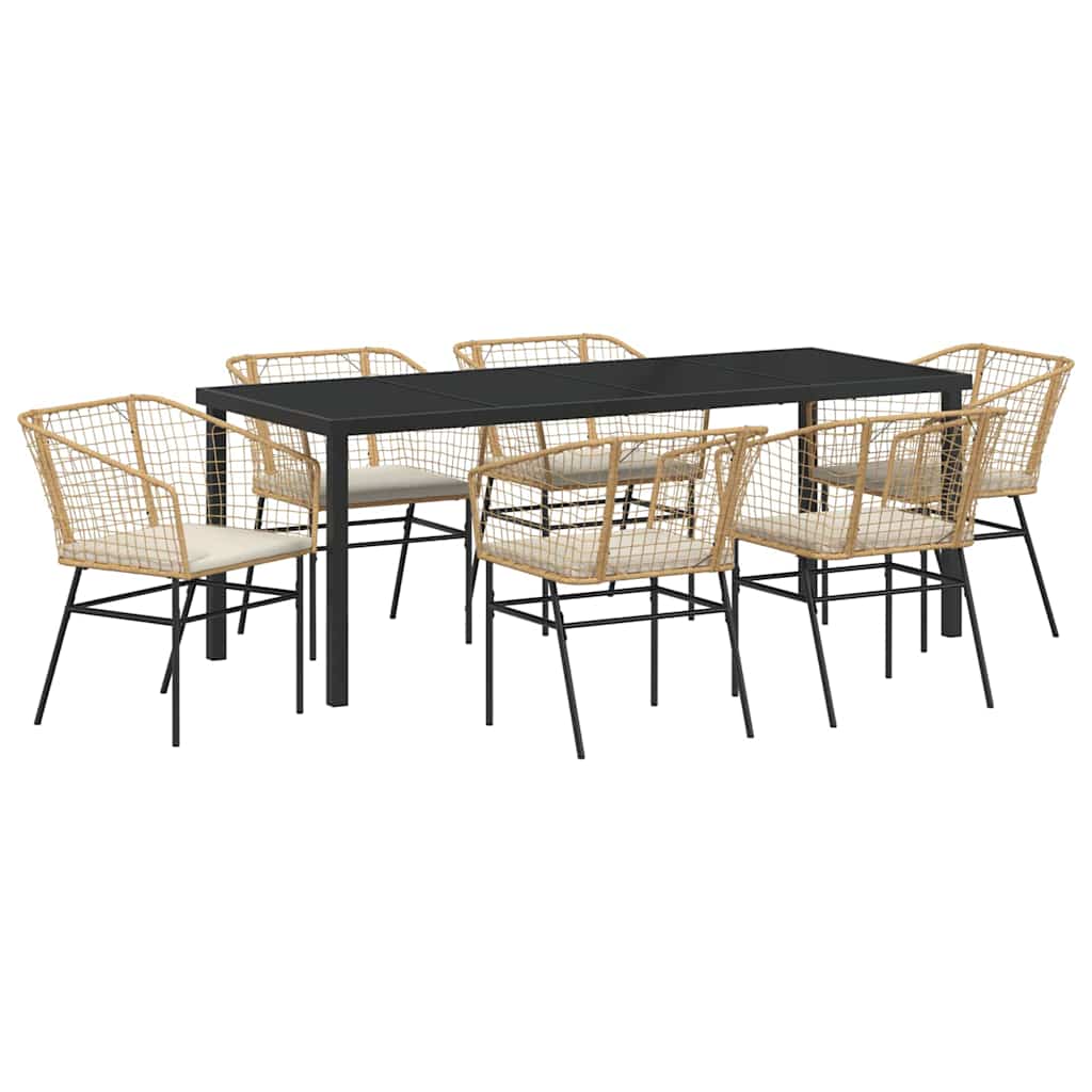 Tuin eettafelset 7 pcs Bruin poly rattan is nu te koop bij PeponiXL, paradijselijk wonen!